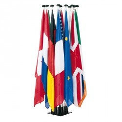 Socle acier noir 40x40 avec 1 mât Aluminium 2m Ø30mm